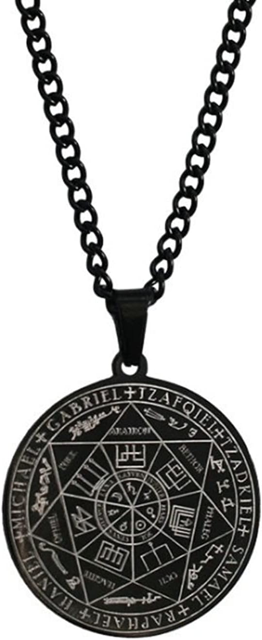 Collar de acero inoxidable con sello de los 7 Arcángeles negro - additional image 1