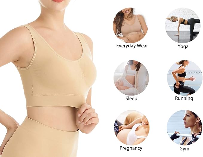 Sujetador deportiva sin costuras beige XL/XXL