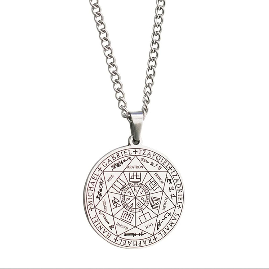 Collar de acero inoxidable con sello de los 7 Arcángeles plata - additional image 2