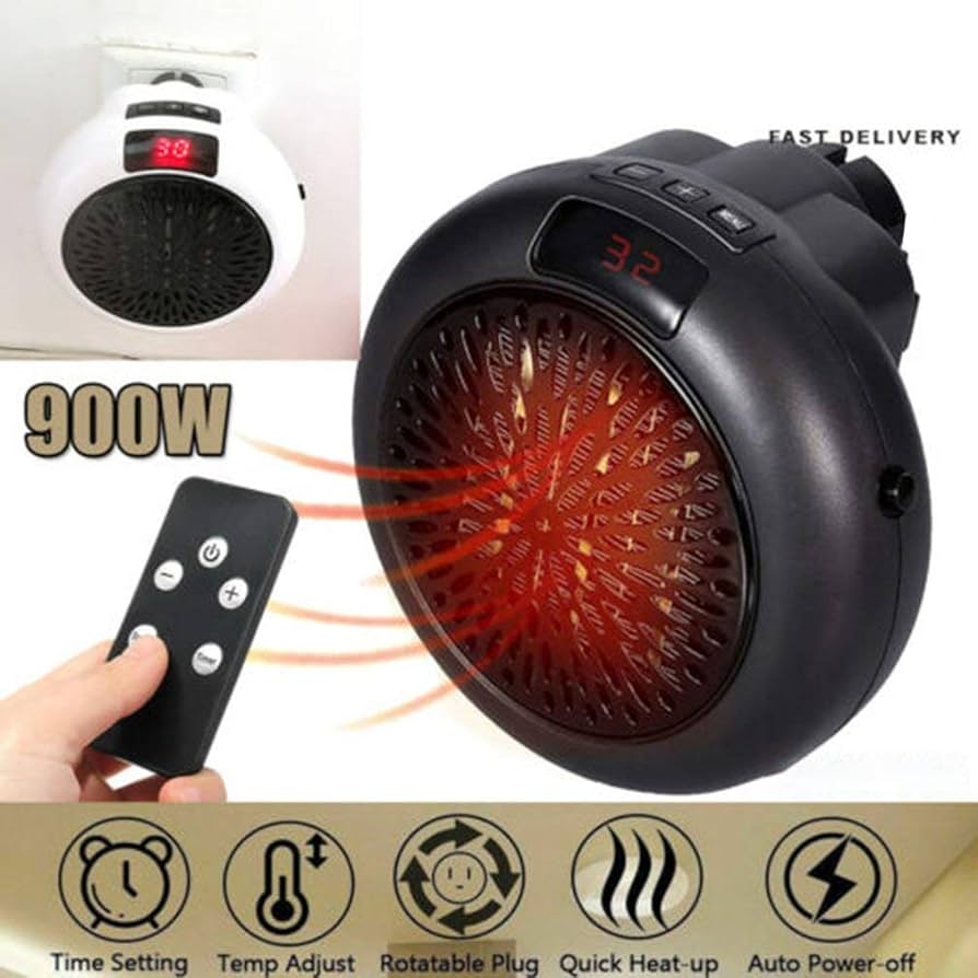 Calefactor Redondo Portátil 900 Watts negro/blanco