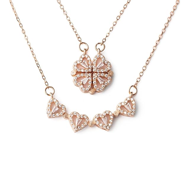 Collar con colgante de trébol transformable oro rosado - additional image 1