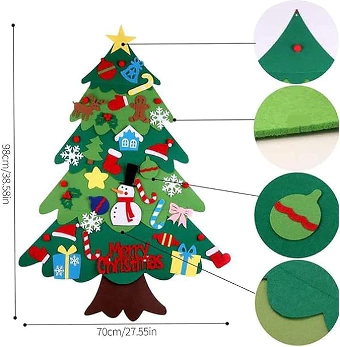 Árbol de navidad de fieltro con 25 adornos + luces de 3m - additional image 2