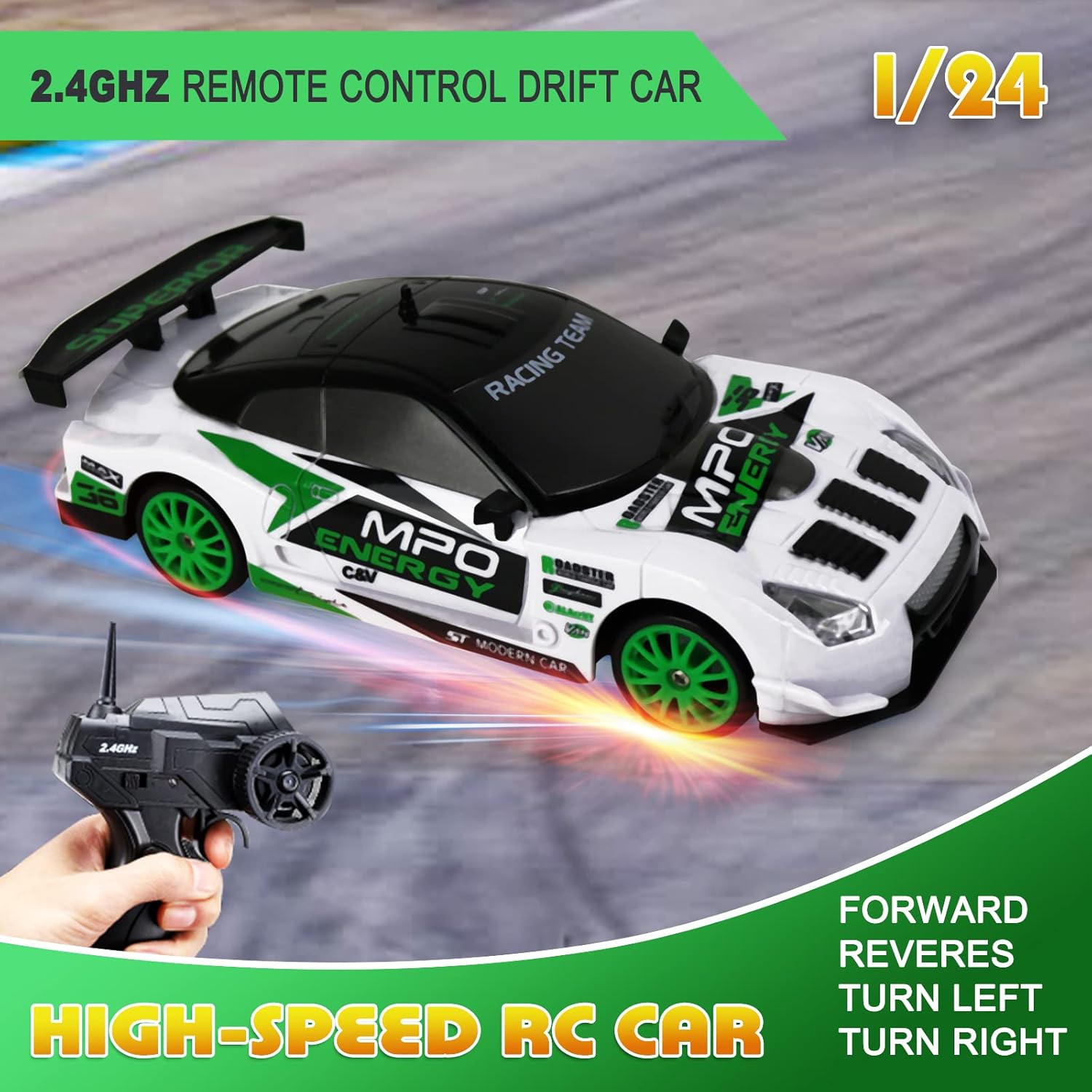 Coche teledirigido drift 1:24 GTR blanco - additional image 20