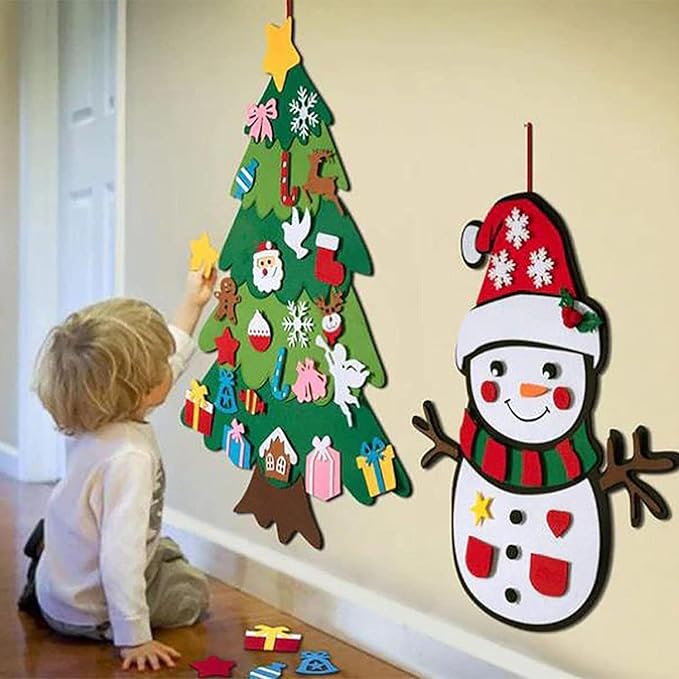 Árbol de navidad de fieltro con 25 adornos + luces de 3m - additional image 4