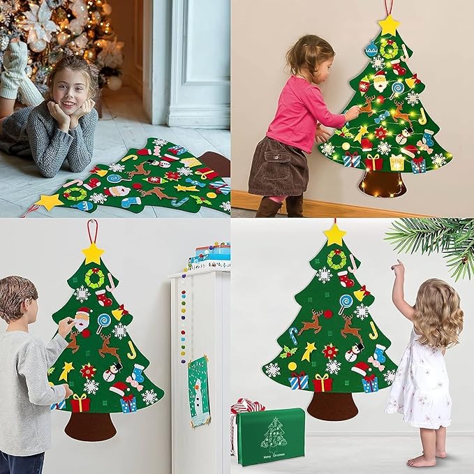 Árbol de navidad de fieltro con 25 adornos + luces de 3m - additional image 5