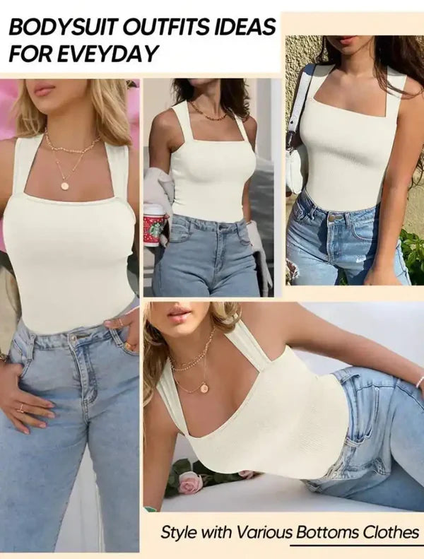 Body mujer sin manga con escote cuadrado beige L/XL - additional image 5