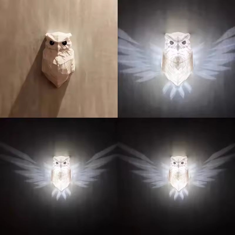 lámpara de pared con impresión 3D de resina búho