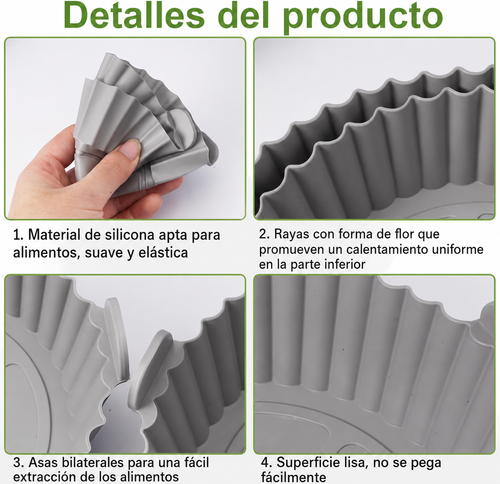 6 Piezas bandeja de silicona para freidora de aire ( colores variado )