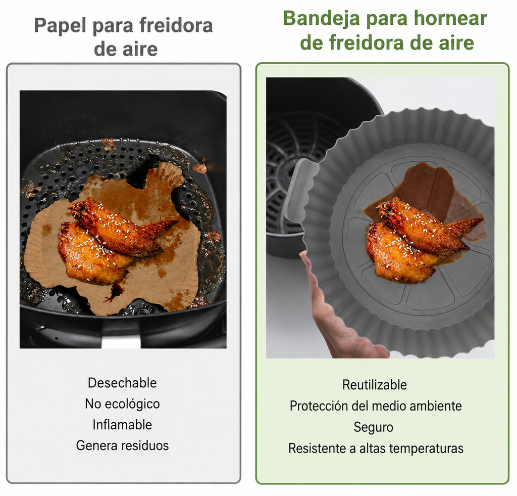 6 Piezas bandeja de silicona para freidora de aire ( colores variado )
