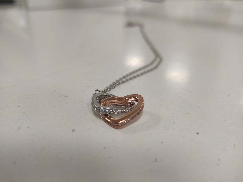 Collar de doble anillo de corazón bicolor - additional image 1