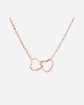 Collar de doble anillo de corazón oro rosado